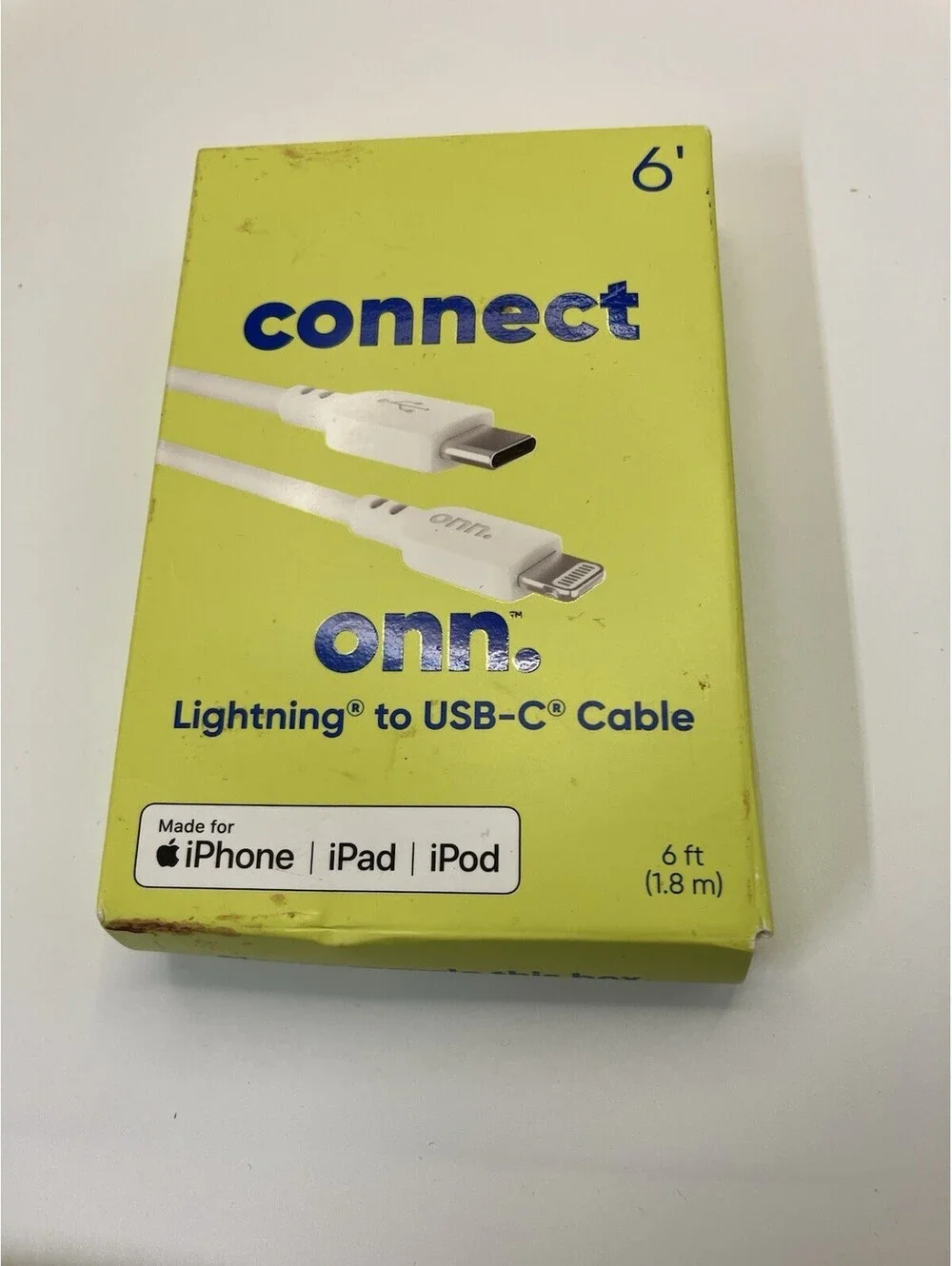 Connect Onn USB-C Cable 6'ft (1.8M) White New Sealed